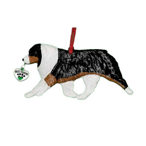 Fun Hand-Crafted Black Tri Australian Shepherd Christmas Ornaments made from durable break-resistant resin, hand-painted for a realistic look. Many Dog Breed Ornaments are represented in various breed color patterns to uniquely decorate your tree or a stand for year long use. Order Dog Ornaments customized to match your Own Best Friend's colors and markings. Heart charm included plus others from which to choose. Yuletide Decorations for the season"Made in the USA"
